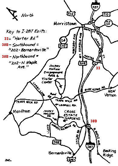 Map of directions to Cross Estate Gardens